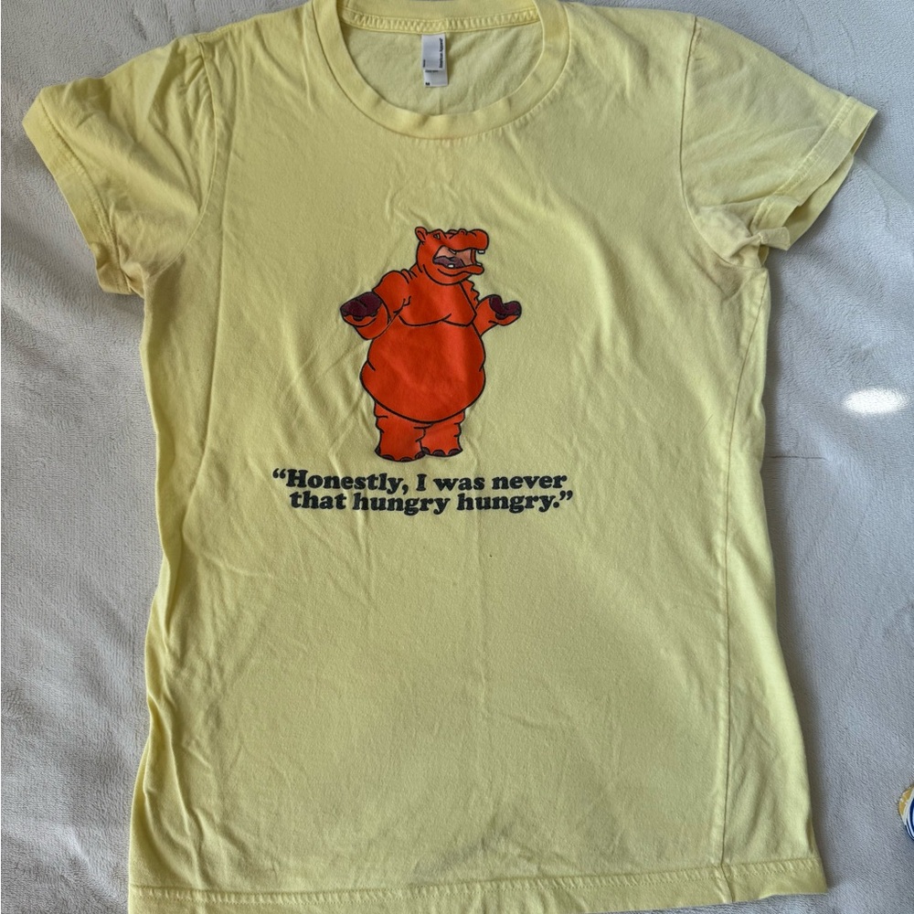 American Apparel Yellow Hungry Hippo Short Sleeve Tee